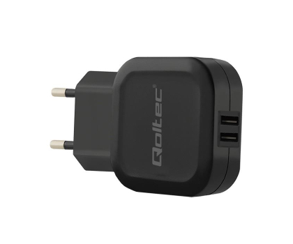 Ładowarka i akumulator QOLTEC Ładowarka sieciowa 12W | 5V | 2.4A | 2xUSB 50185
